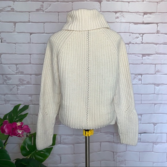 RAG & BONE CeCe Funnel Neck 100% Wool Pullover Ivory Beige Cream M $549 - Picture 11 of 13